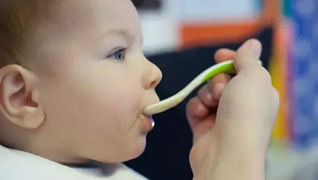 Baby being fed from a spoon
